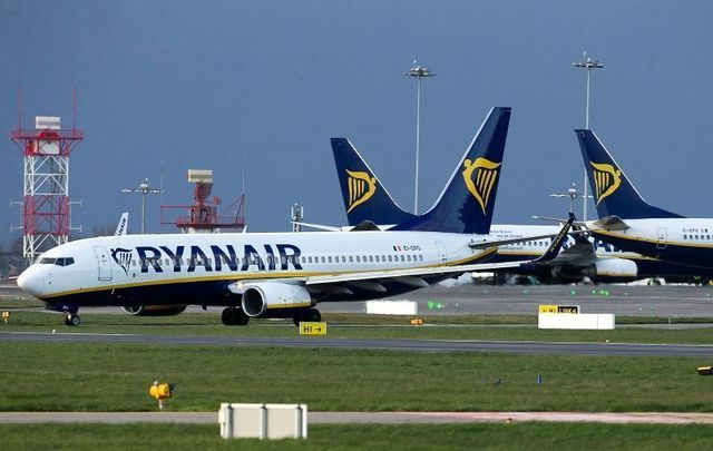 Ryanair planes pictured at Dublin Airport in March 2020.