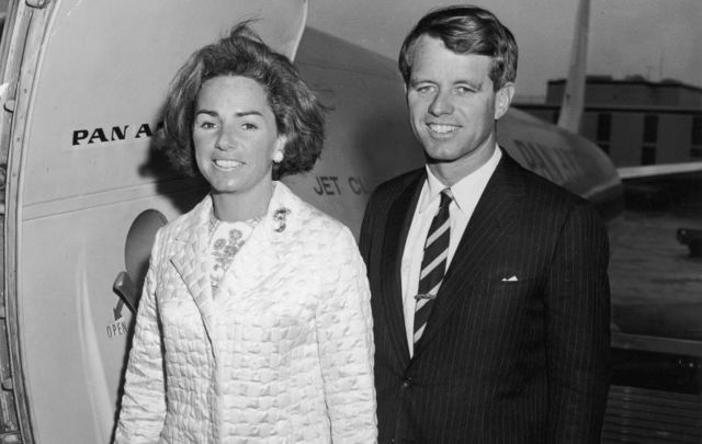 March 6, 1966: Democratic Senator Robert F. Kennedy of New York and his wife, Ethel, prepare to board an airplane for San Juan, Puerto Rico, where Kennedy received an honorary degree from the Inter-American University,