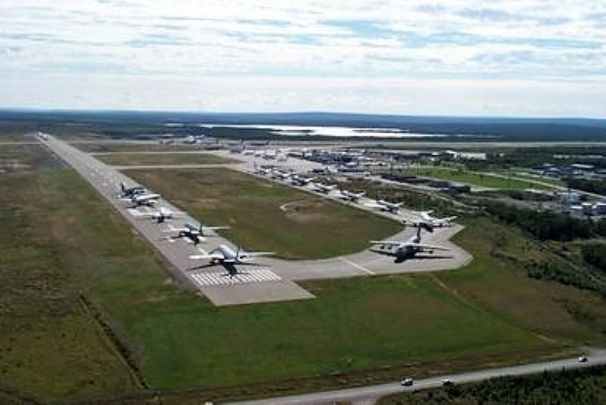 Planes lined up during Operation Yellow Ribbon at CFB Gander