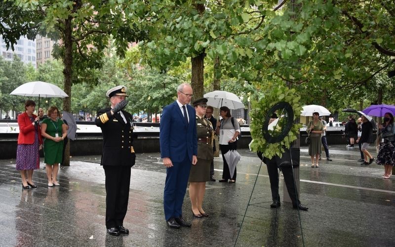 Ireland's Minister for Foreign Affairs lays wreath at 9/11 Memorial for 20th anniversary