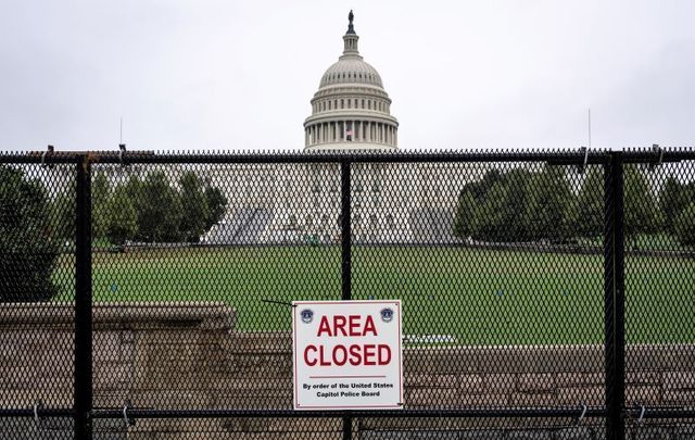 September 17, 2021: The US Capitol stands behind security fencing in Washington, DC. Security in Washington, DC has been increased in preparation for the Justice for J6 Rally, a rally happening this weekend in Washington for support for those who rioted at the US Capitol on January 6 to protest the 2020 presidential election outcome.