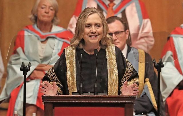 September 24, 2021: Hillary Clinton is installed as the chancellor of Queen\'s University during a ceremony at the Belfast academic institution in Belfast, Northern Ireland.