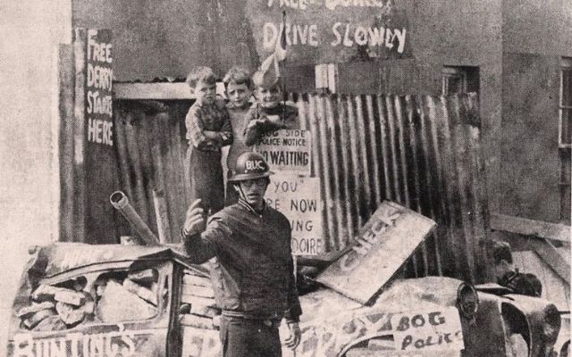 Matt Morrison as a young boy on the barricade in Derry.