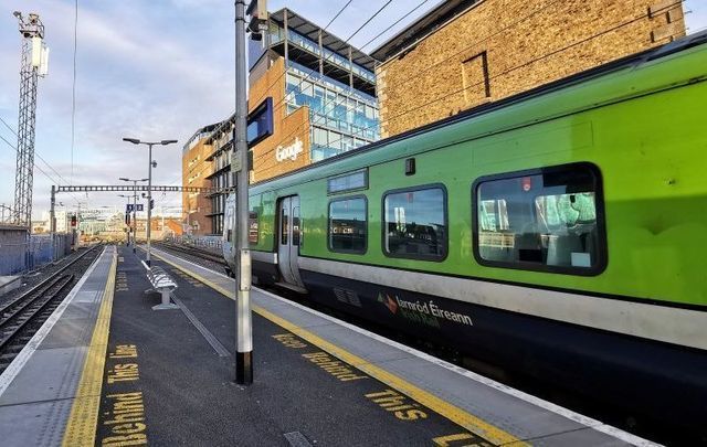 A Dublin Area Rapid Transit (DART) train platform. 