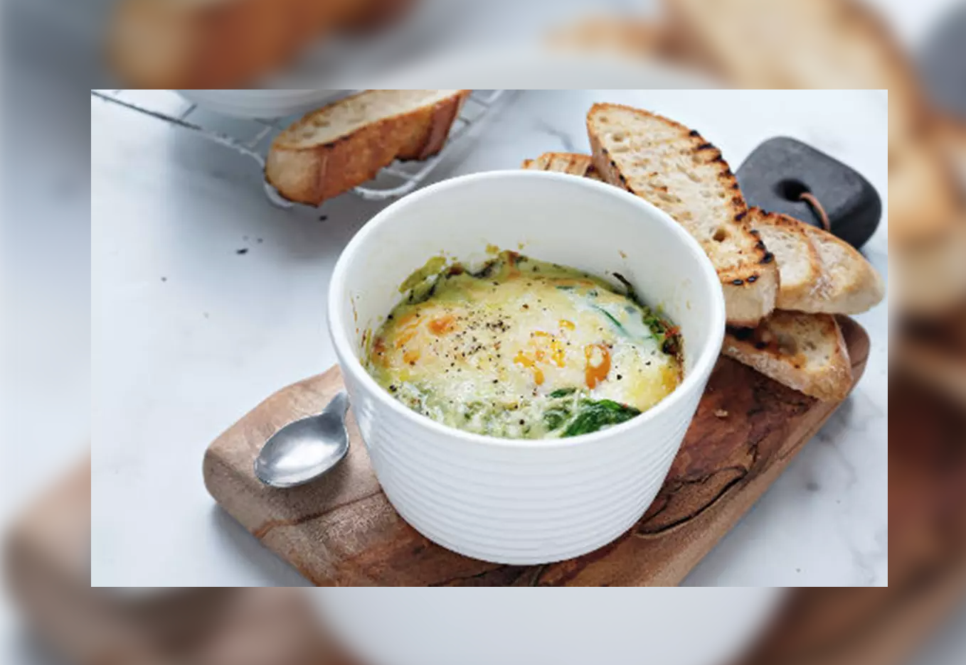 The perfect baked eggs with creamy spinach recipe