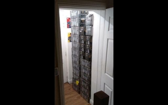 Brendan\'s impressive haul of hundreds of cans of Guinness!
