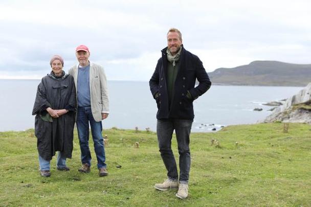 Georg and Bettina Peterseil with Ben Fogle in a promo show for \"New Lives in The Wild\".