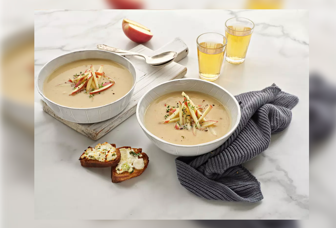 An Irish twist on a French classic! Cider, onion and potato soup recipe