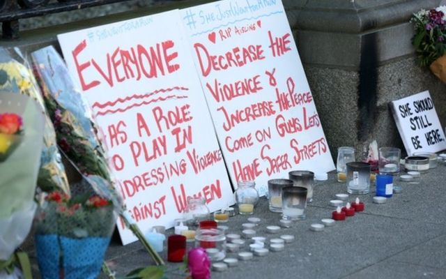 Tributes left for Ashling Murphy at Leinster House in Dublin. 