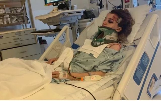 Karmen Curley in UCLA Hospital after the accident in May 2019. 