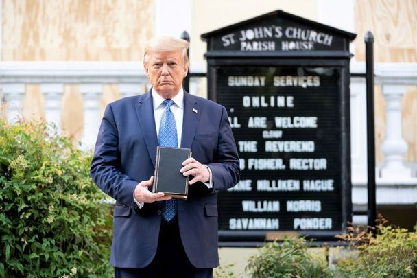June 1, 2020: President Donald J. Trump walks from the White House to St. John’s Episcopal Church, known as the church of Presidents, that was damaged by fire during demonstrations in nearby LaFayette Square Sunday evening. (Official White House Photo by Shealah Craighead)