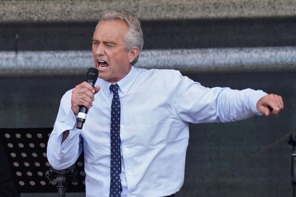 August 29, 2020: Robert F. Kennedy Jr., speaks to people from a wide spectrum, including coronavirus skeptics, conspiracy enthusiasts, right-wing extremists, religious conservatives, hippies and others gathered under the Victory Column in the city center to hear speeches during a protest against coronavirus-related restrictions and government policy in Berlin, Germany. City authorities had banned the planned protest, citing the flouting of social distancing by participants in a similar march that drew at least 17,000 people a few weeks ago, but a court overturned the ban.