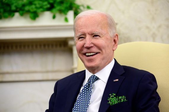 Biden on St. Patrick\'s Day in 2021. 