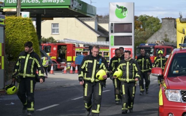  Emergency services attend the scene of the Applegreen service station explosion on October 8, 2022, in Creeslough.