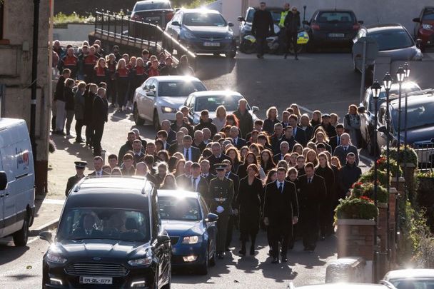October 13, 2022: Mourners arriving at St Michael’s Church, Creeslough, for the funeral of explosion victim Martina Martin who was working in the shop at the time of the incident on October 7.