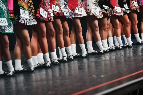 November 2, 2016: Competitors gather on stage as they take part in the All Ireland Irish Dancing Championships in Belfast, Northern Ireland.