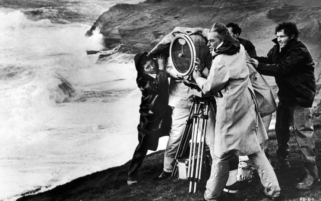 David Lean films a tempestuous sea on the west coast of Ireland for a climactic scene in the MGM film \"Ryan’s Daughter\".