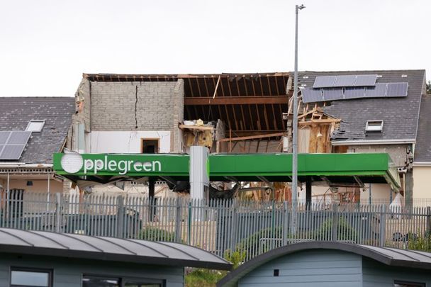 October 13, 2022: The Applegreen petrol station scene at the site of the explosion in Creeslough, Co Donegal.