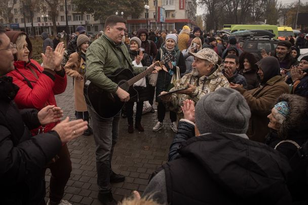 Citizens of Kherson, Ukraine, rejoice as the city emerges from eight months of Russian occupation.