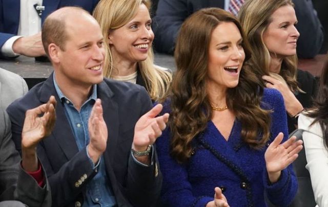 Prince William, Prince of Wales and Catherine, Princess of Wales, watch the NBA basketball game between the Boston Celtics and the Miami Heat at TD Garden on November 30, 2022 in Boston.