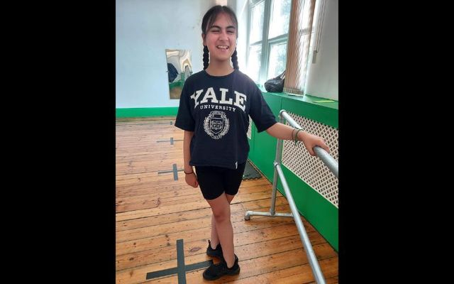 Taaliyah Bates at an Irish dance lesson.