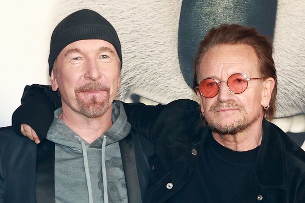 December 12, 2021: The Edge and Bono attend the premiere of Illumination\'s \"Sing 2\" in Los Angeles, California.
