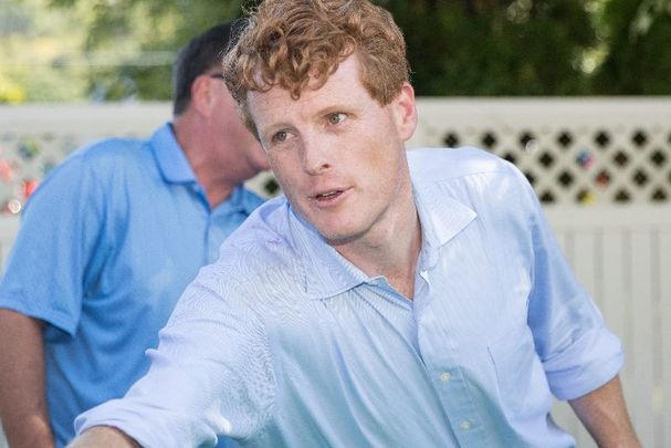 September 21, 2019: Rep. Joe Kennedy III shakes hands at State Rep. Dave Nangle\'s annual clambake in Dracut, Massachusetts.