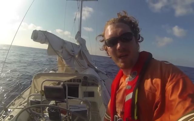 Matt Rutherford on board the Irish yacht the Wolfhound in 2013. 