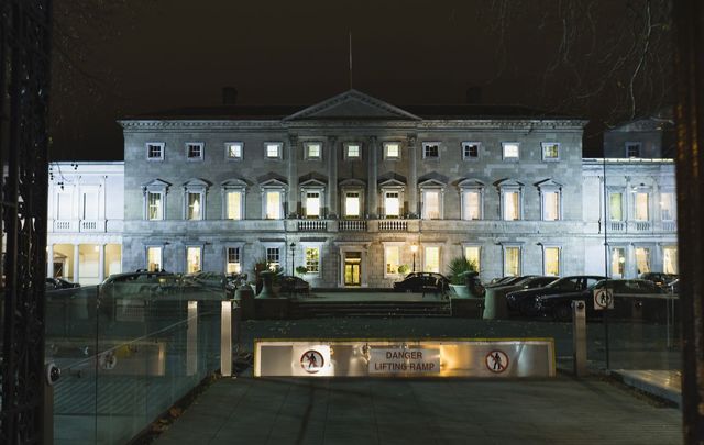 Irish government buildings, Leinster House, on Kildare St, in Dublin.