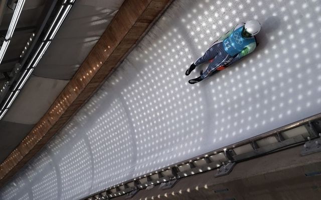 February 6, 2022: Elsa Desmond of Ireland slides during the Women\'s Singles Luge Training Run on day two of the Beijing 2022 Winter Olympic Games at National Sliding Centre in Yanqing, China.