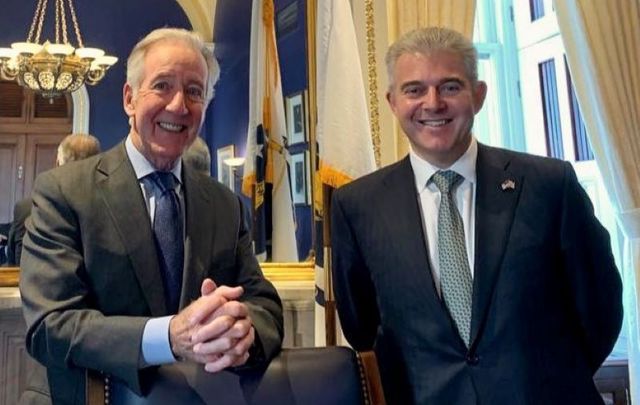 Congressman Richie Neal and Northern Ireland Secretary of State Brandon Lewis after their meeting in Washington, DC on Febraury 9.