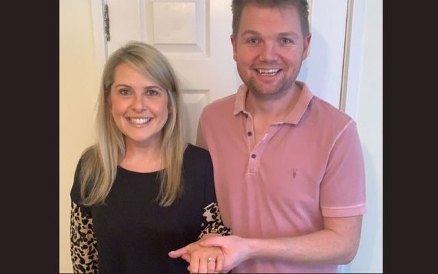 Newly-weds Keith and Claire Morgan with the recovered wedding ring. 