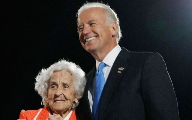 Biden with his mother Catherine Finnegan - also known as Jean - at the Democratic Convention in 2008. 