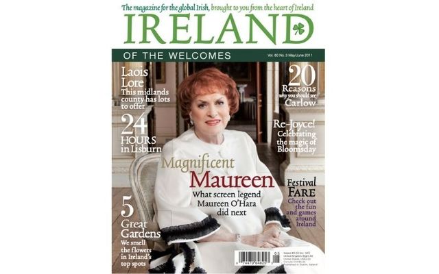 The magnificent Maureen O\'Hara on the cover of Ireland of the Welcomes, the May / June issues, in 2011.