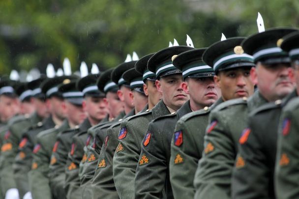May 8, 2019. Annual Arbour Hill Commemoration Ceremony. Members of the Defence Forces (7th Infantry Battalion at Cathal Brugha Barracks) participate in the annual 1916 Leaders Commemoration Ceremony at Arbour Hill Cemetary in Dublin.