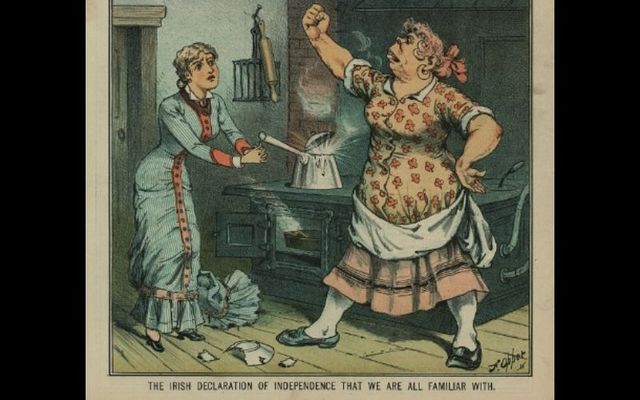 An illustration in the May 9, 1883 edition of Puck magazine. The caption reads: \"The Irish declaration of independence that we are all familiar with.\"