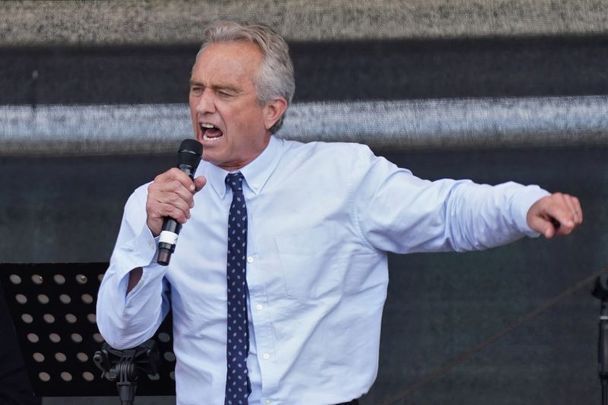 August 29, 2020: Robert F. Kennedy Jr., speaks to people from a wide spectrum, including coronavirus skeptics, conspiracy enthusiasts, right-wing extremists, religious conservatives, hippies and others gathered under the Victory Column in the city center to hear speeches during a protest against coronavirus-related restrictions and government policy in Berlin, Germany. City authorities had banned the planned protest, citing the flouting of social distancing by participants in a similar march that drew at least 17,000 people a few weeks ago, but a court overturned the ban. 