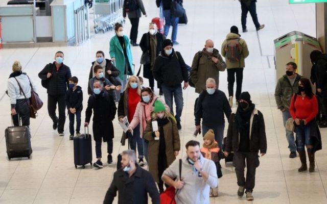 Passengers arriving at Dublin Airport. 