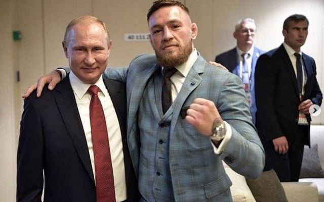 Conor McGregor and Russian President Vladimir Putin at the 2018 FIFA World Cup. 
