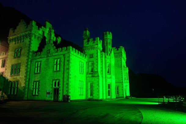 Kylemore Abbey in Co Galway during the 2020 Global Greening.
