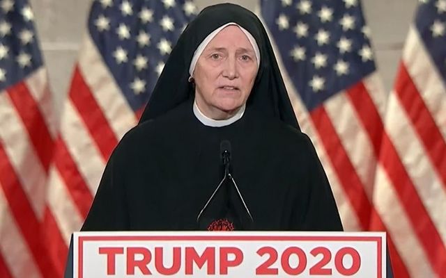Sister Deirdre Byrne at the Republican National Convention in 2020. 