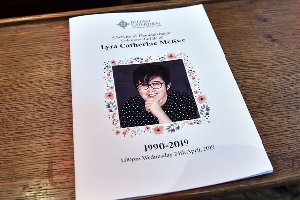 April 24, 2019: The order of service for the funeral for journalist Lyra McKee at St Anne’s Cathedral in Belfast, Northern Ireland. 
