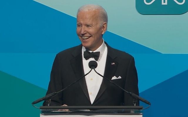 March 16, 2022: US President Joe Biden addresses The Ireland Funds 30th Annual National Gala at The National Building Museum in Washington, DC.
