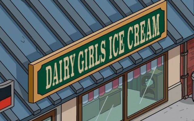 Lisa McGee, the creator of Derry Girls, shared this screengrab of \"Dairy Girls Ice Cream\" from The Simpsons on Twitter.