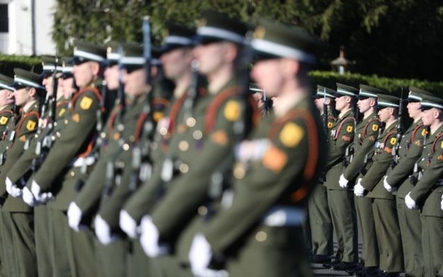 An Irish Army honor guard at Áras an Uachtaráin in February. 