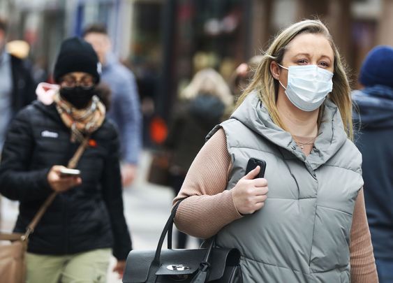 Public wearing masks on Grafton Street and infections continue to rise.
