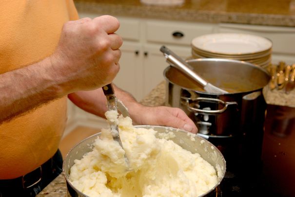 Mashed potato = potatos, milk, butter and seasoning. That is all... carry on.