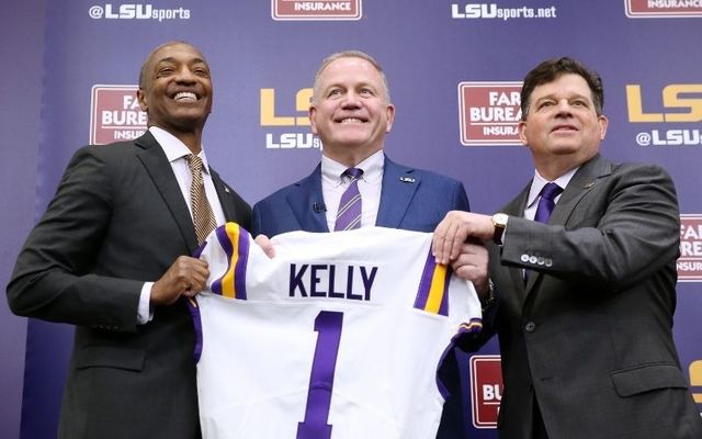 Brian Kelly is unveiled as LSU head coach. 