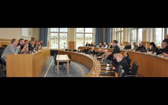 Members of the Ancient Order of Hibernians meeting with Derry County Council in 2019.