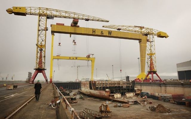 The drydock at the Harland & Wolff shipyard. 